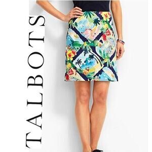 TALBOTS SKIRT PENCIL TROPICAL FLAMINGO PINEAPPLES SZ 16 COLORFUL AESTHETIC CORE